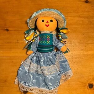 Hand Crafted Blue & Yellow Folk Rag Doll